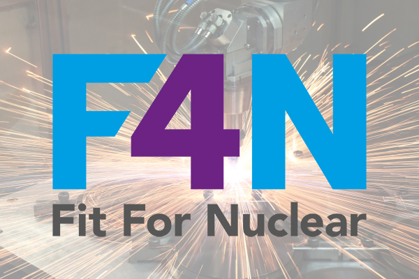 Fit For Nuclear logo over an image of laser cutting